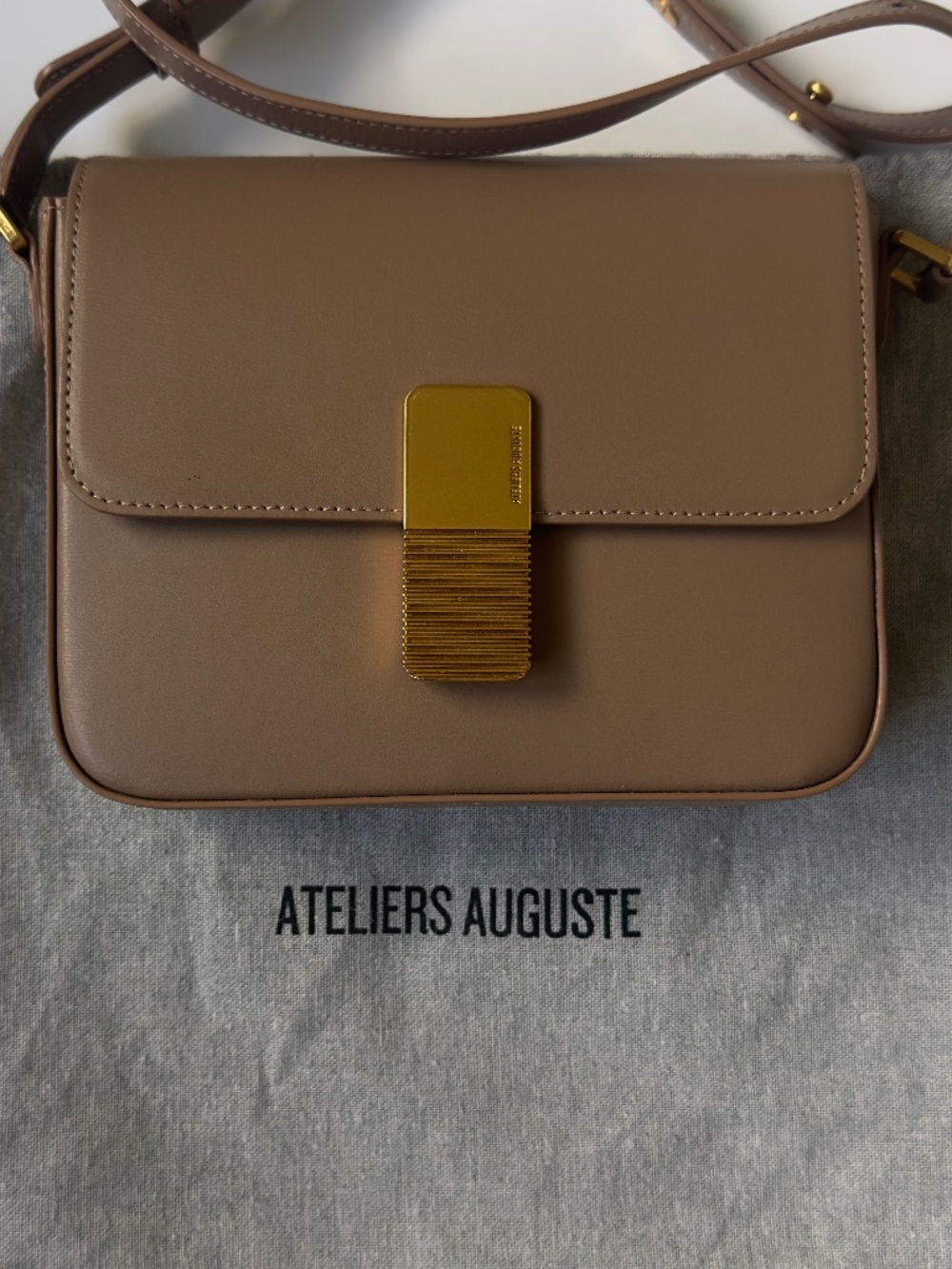 Ateliers Auguste Mini Monceau Gold Edition in Taupe Box Leather